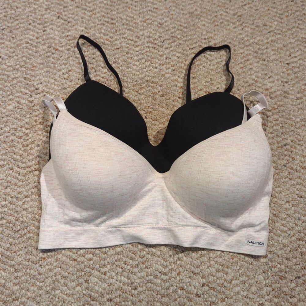Nautica Intimates Bra Lightly Padded 38C Beige Black Stretch Comfort